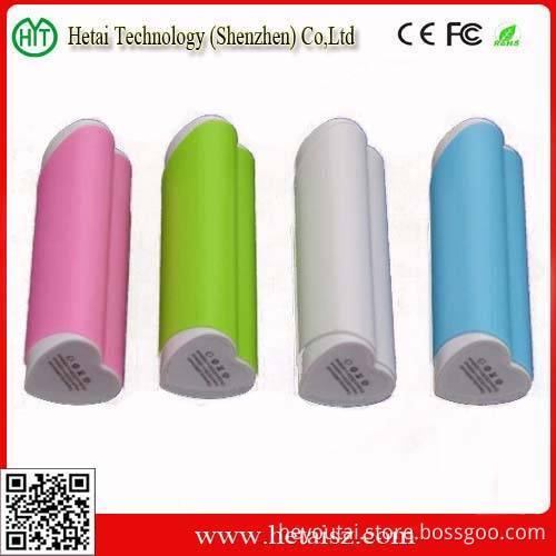 Beautiful 1500mAh Heart Shape Power Bank Charger for Mobile Phones
